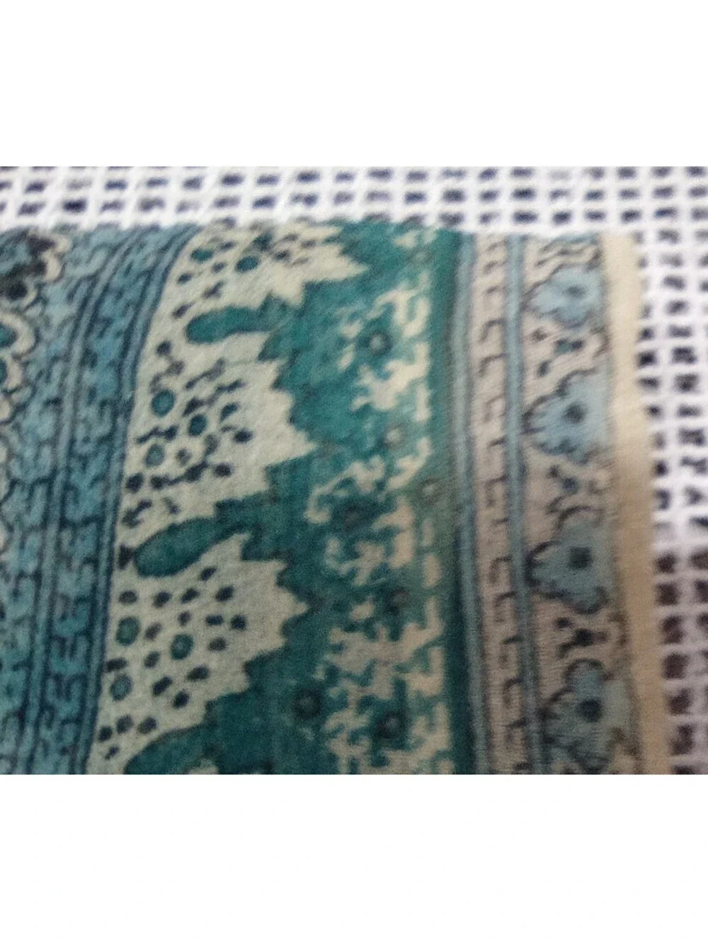 Vintage 50s 60s Silk Chiffon Scarf  Big Indian Paisley Teal Green Wide Oblong